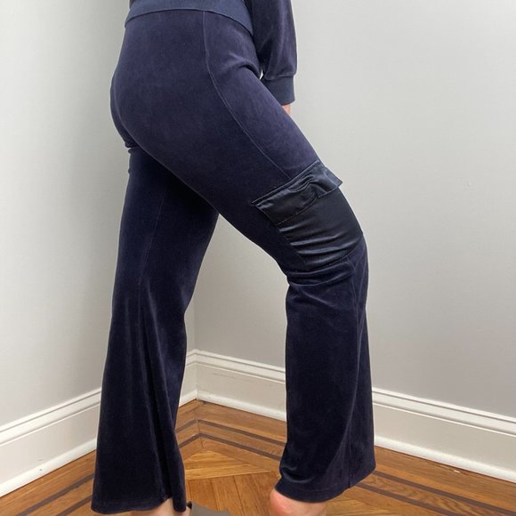 Y2K Coolwear USA Navy Blue Velour Satin Tracksuit - Picture 5 of 6